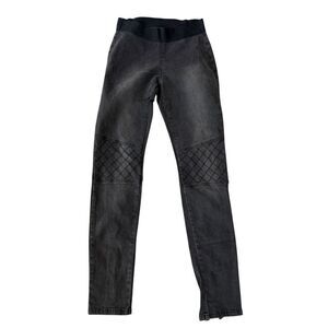 Cabi moto Jeans legging washed black denim pull on back zip stretch size 4